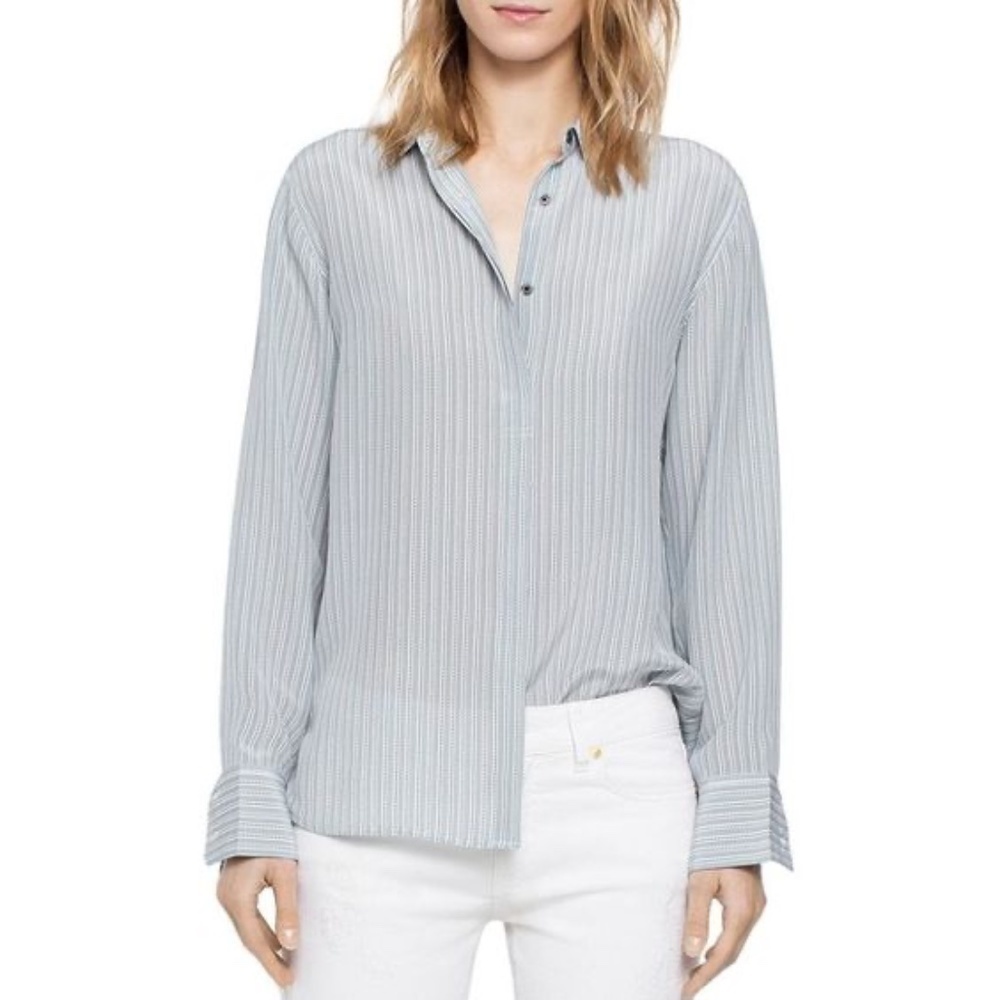 Zadig & Voltaire Deluxe 100% Silk Hidden Logo Button Down Shirt S